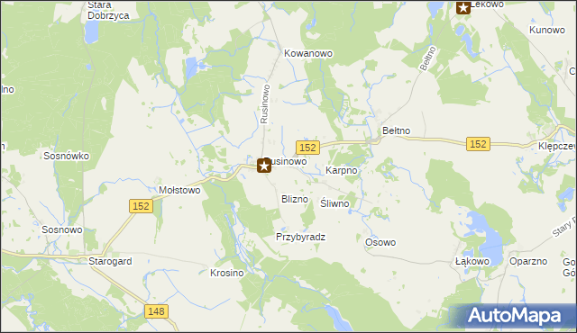 mapa Kawczyno, Kawczyno na mapie Targeo