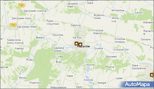 mapa Kazanów powiat zwoleński, Kazanów powiat zwoleński na mapie Targeo