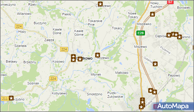 mapa Kczewo gmina Przodkowo, Kczewo gmina Przodkowo na mapie Targeo