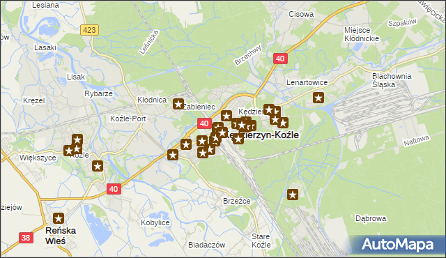 mapa Kędzierzyna-Koźle, Kędzierzyn-Koźle na mapie Targeo