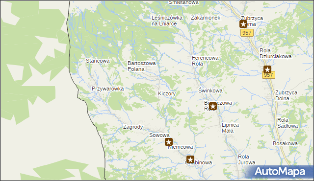 mapa Kiczory, Kiczory na mapie Targeo