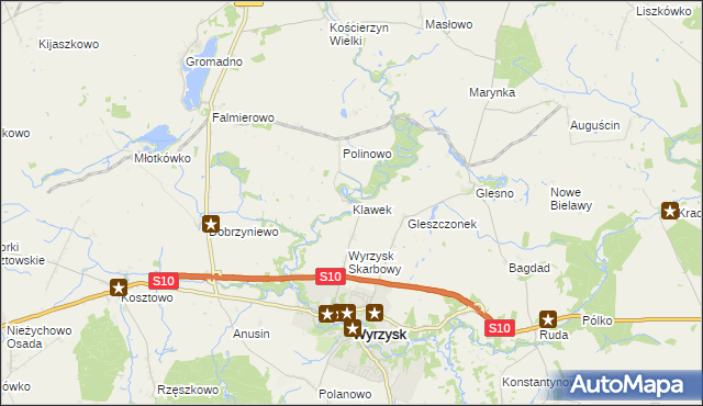 mapa Klawek, Klawek na mapie Targeo