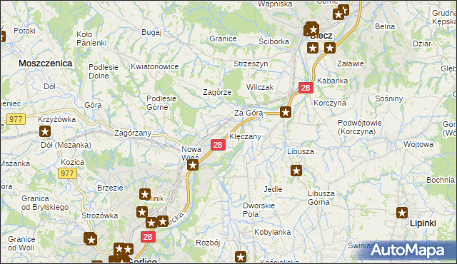 mapa Klęczany gmina Gorlice, Klęczany gmina Gorlice na mapie Targeo