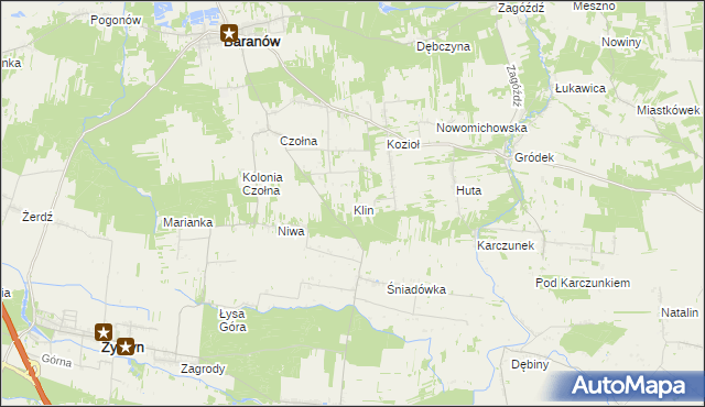 mapa Klin gmina Baranów, Klin gmina Baranów na mapie Targeo