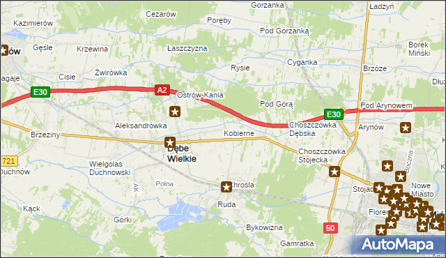 mapa Kobierne, Kobierne na mapie Targeo