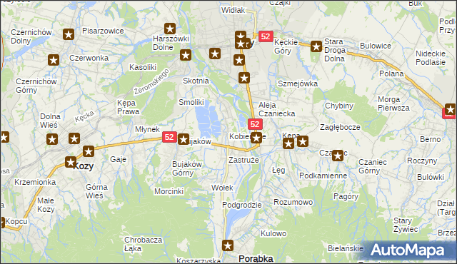 mapa Kobiernice, Kobiernice na mapie Targeo