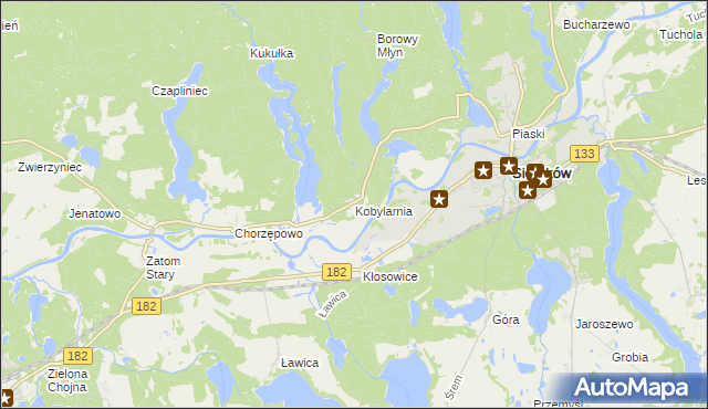 mapa Kobylarnia gmina Sieraków, Kobylarnia gmina Sieraków na mapie Targeo