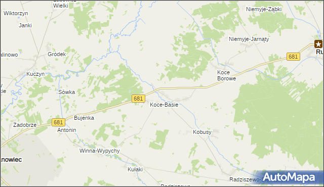 mapa Koce-Piskuły, Koce-Piskuły na mapie Targeo