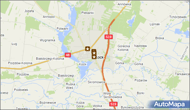 mapa Kock powiat lubartowski, Kock powiat lubartowski na mapie Targeo