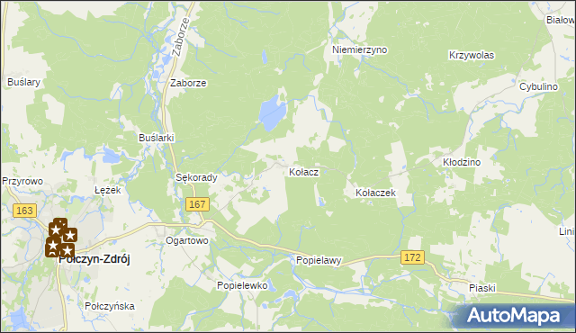 mapa Kołacz gmina Połczyn-Zdrój, Kołacz gmina Połczyn-Zdrój na mapie Targeo