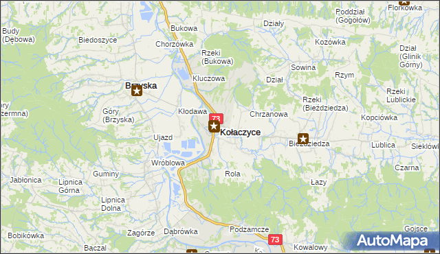 mapa Kołaczyce, Kołaczyce na mapie Targeo