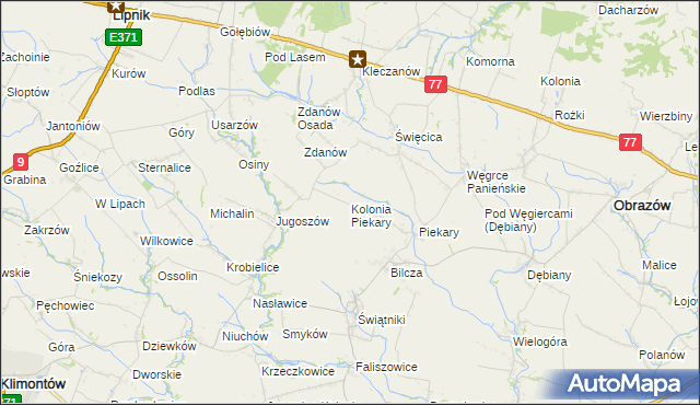 mapa Kolonia Piekary, Kolonia Piekary na mapie Targeo