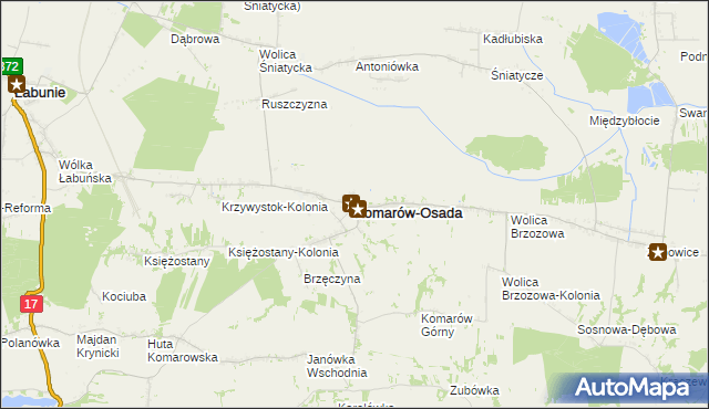 mapa Komarów-Osada, Komarów-Osada na mapie Targeo