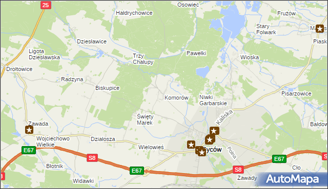 mapa Komorów gmina Syców, Komorów gmina Syców na mapie Targeo