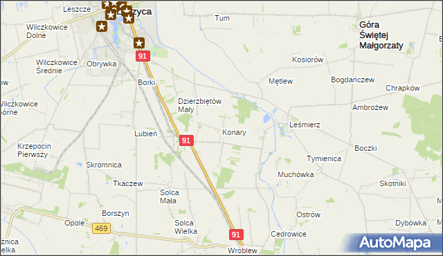 mapa Konary gmina Ozorków, Konary gmina Ozorków na mapie Targeo