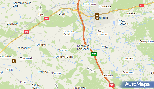 mapa Kondrajec Szlachecki, Kondrajec Szlachecki na mapie Targeo