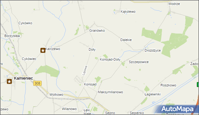 mapa Konojad-Doły, Konojad-Doły na mapie Targeo