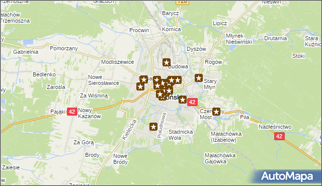 mapa Końskie, Końskie na mapie Targeo