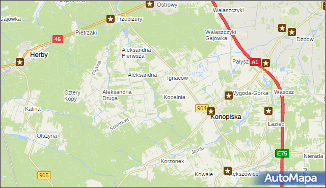 mapa Kopalnia gmina Konopiska, Kopalnia gmina Konopiska na mapie Targeo