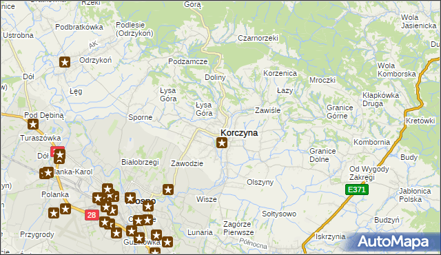 mapa Korczyna powiat krośnieński, Korczyna powiat krośnieński na mapie Targeo