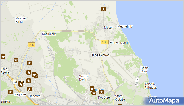 mapa Kosakowo powiat pucki, Kosakowo powiat pucki na mapie Targeo