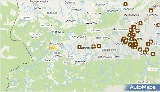 mapa Kościelisko, Kościelisko na mapie Targeo