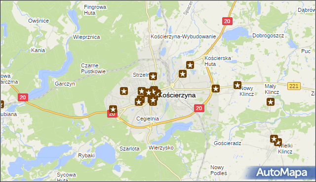 mapa Kościerzyna, Kościerzyna na mapie Targeo