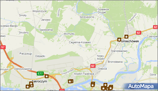 mapa Kosewo gmina Pomiechówek, Kosewo gmina Pomiechówek na mapie Targeo