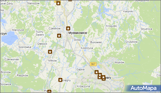 mapa Kostrzyca, Kostrzyca na mapie Targeo