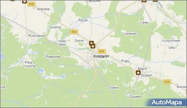 mapa Koszęcin powiat lubliniecki, Koszęcin powiat lubliniecki na mapie Targeo