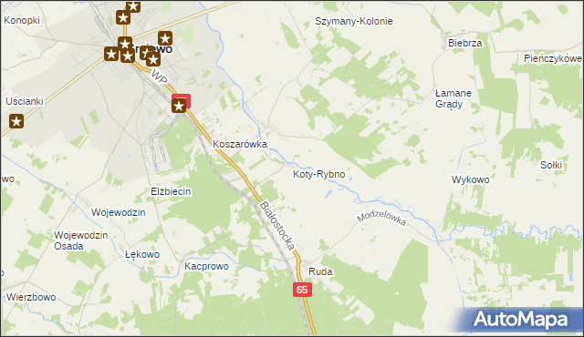 mapa Koty-Rybno, Koty-Rybno na mapie Targeo