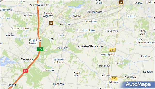 mapa Kowala-Stępocina, Kowala-Stępocina na mapie Targeo