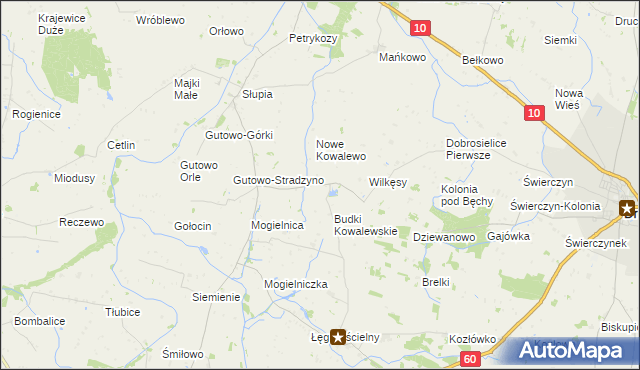 mapa Kowalewo gmina Drobin, Kowalewo gmina Drobin na mapie Targeo