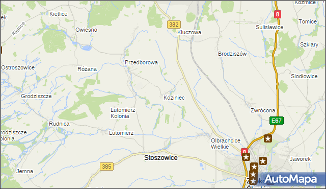 mapa Koziniec gmina Ząbkowice Śląskie, Koziniec gmina Ząbkowice Śląskie na mapie Targeo