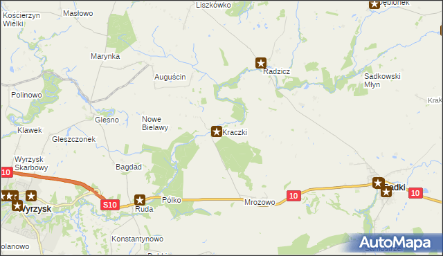 mapa Kraczki gmina Sadki, Kraczki gmina Sadki na mapie Targeo