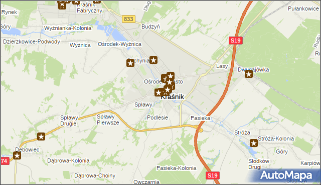 mapa Kraśnik, Kraśnik na mapie Targeo