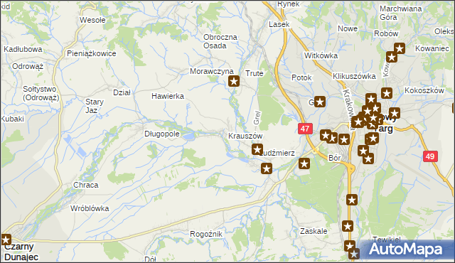 mapa Krauszów, Krauszów na mapie Targeo