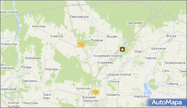 mapa Kruszewiec-Kolonia, Kruszewiec-Kolonia na mapie Targeo