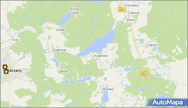 mapa Krzemień gmina Dobrzany, Krzemień gmina Dobrzany na mapie Targeo