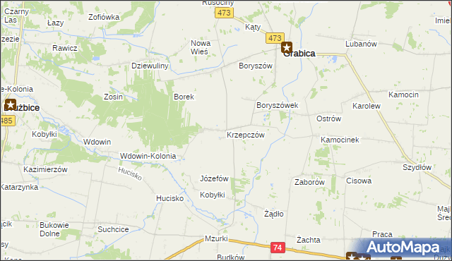 mapa Krzepczów, Krzepczów na mapie Targeo