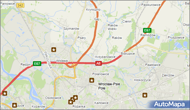 mapa Krzyżanowice gmina Wisznia Mała, Krzyżanowice gmina Wisznia Mała na mapie Targeo