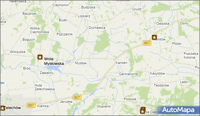 mapa Ksawerynów gmina Wola Mysłowska, Ksawerynów gmina Wola Mysłowska na mapie Targeo