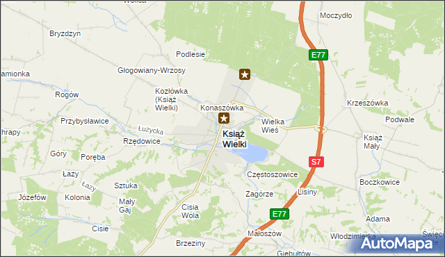 mapa Książ Wielki, Książ Wielki na mapie Targeo