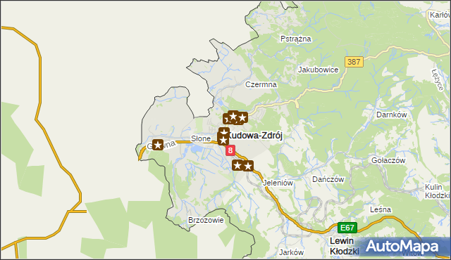 mapa Kudowa-Zdrój, Kudowa-Zdrój na mapie Targeo