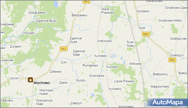 mapa Kuniewo, Kuniewo na mapie Targeo