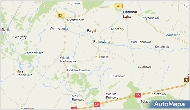 mapa Kurkocin, Kurkocin na mapie Targeo