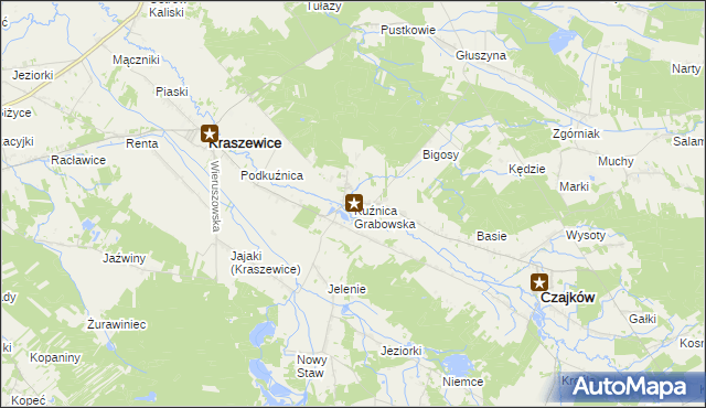 mapa Kuźnica Grabowska, Kuźnica Grabowska na mapie Targeo