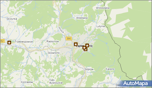mapa Lądek-Zdrój, Lądek-Zdrój na mapie Targeo