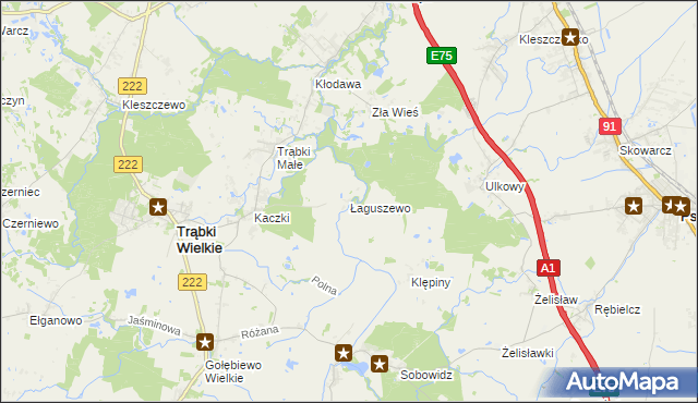 mapa Łaguszewo, Łaguszewo na mapie Targeo