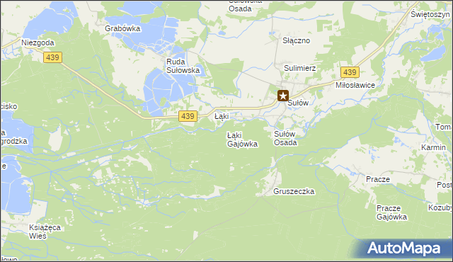 mapa Łąki Gajówka, Łąki Gajówka na mapie Targeo
